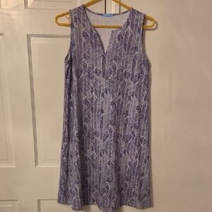 J. McLaughlin Navy & White Sleeveless V-Neck Midi Dress